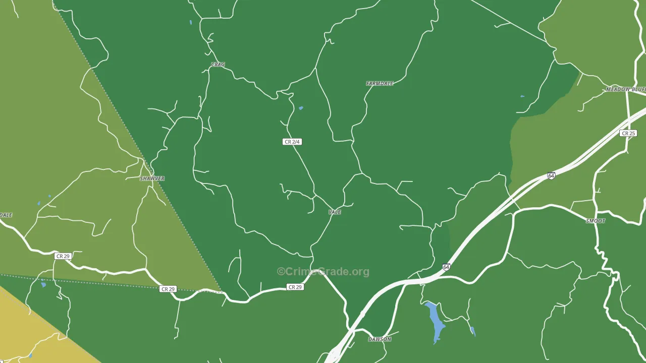 Vale, WV Map of Vandalism Rates