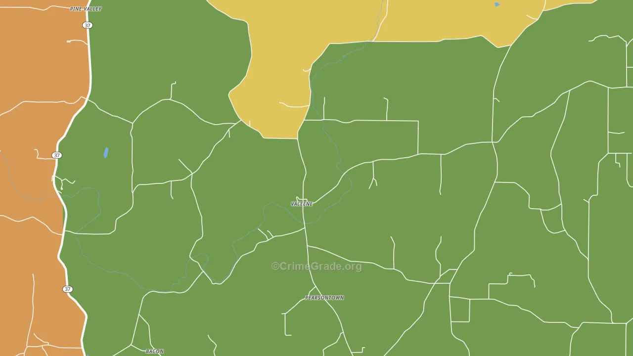 Valeene, IN Map of Vandalism Rates