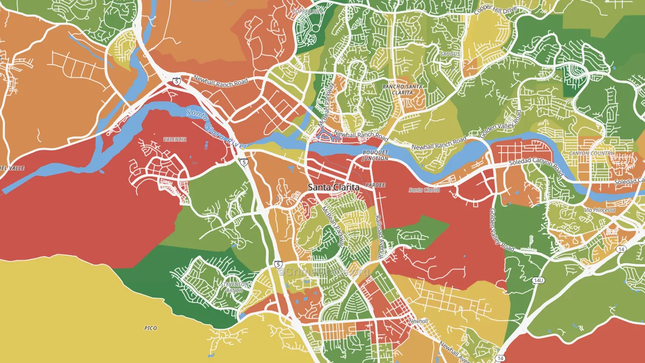 Valencia, CA Map of Vandalism Rates