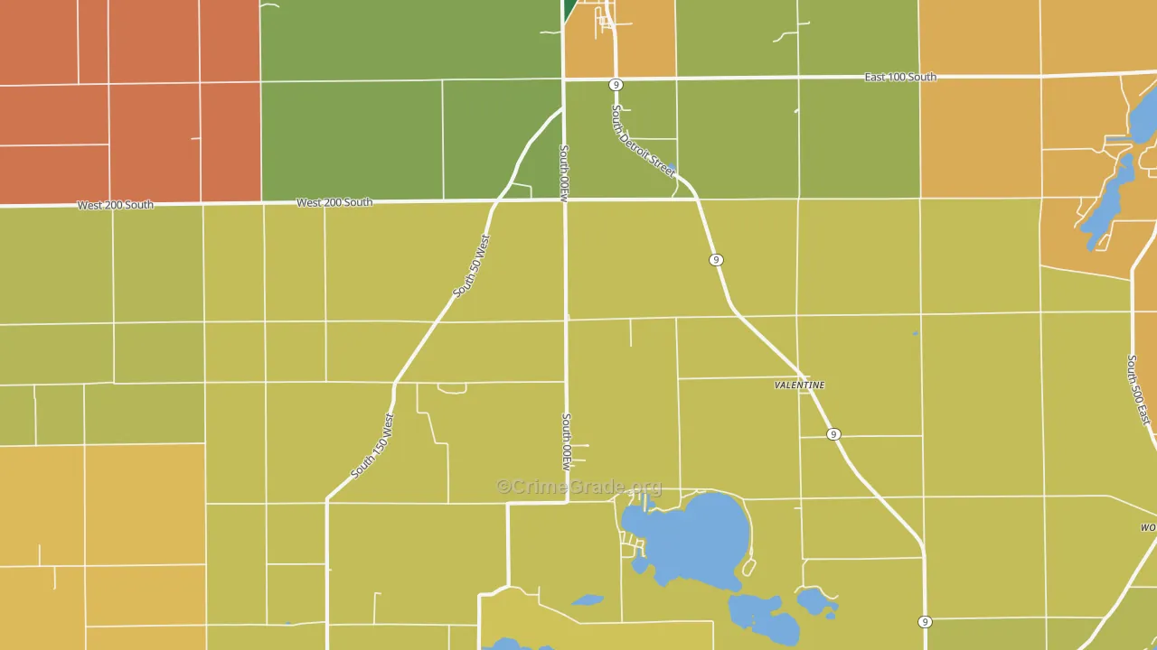 Valentine, IN Map of Vandalism Rates