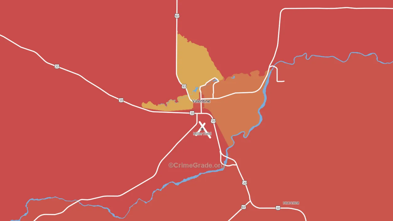 Valentine, NE Map of Vandalism Rates