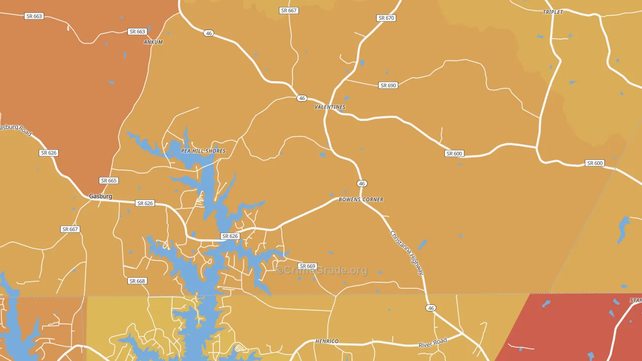 Valentines, VA Map of Vandalism Rates