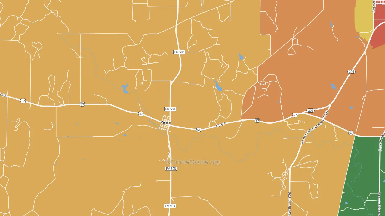 Valera, TX Map of Vandalism Rates