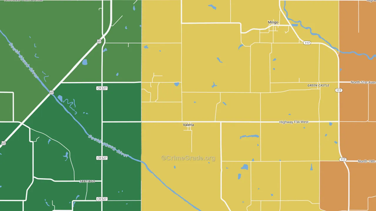 Valeria, IA Map of Vandalism Rates