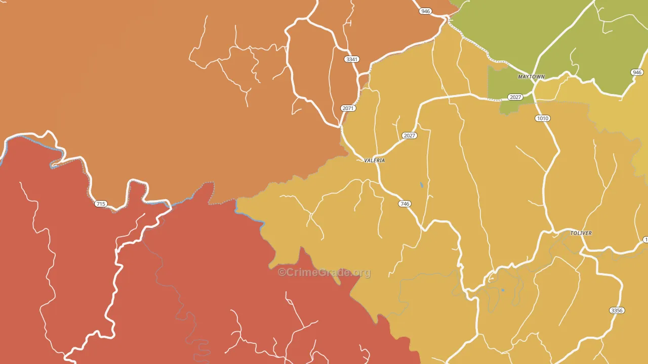 Valeria, KY Map of Vandalism Rates