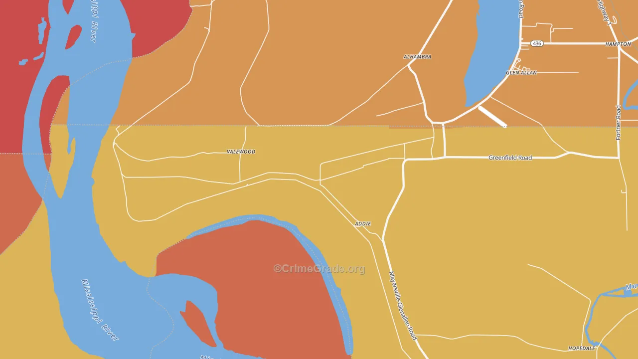 Valewood, MS Map of Vandalism Rates