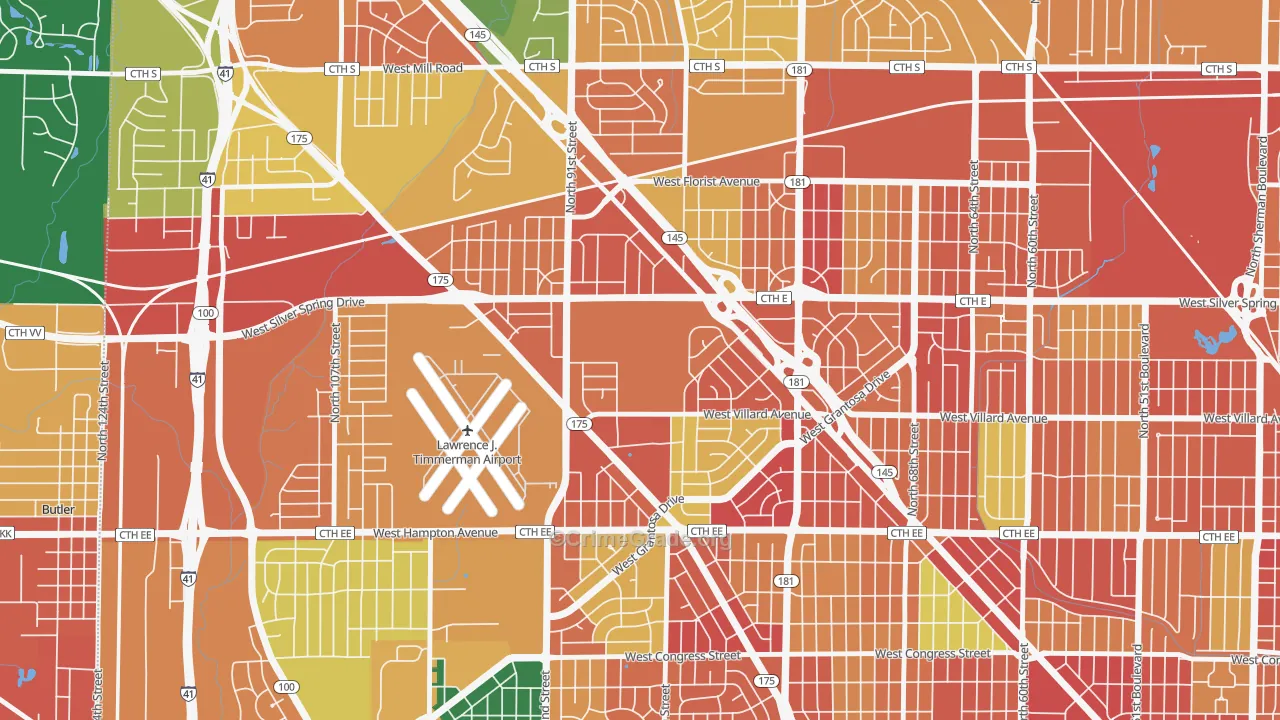 Valhalla, Milwaukee, WI Map of Vandalism Rates
