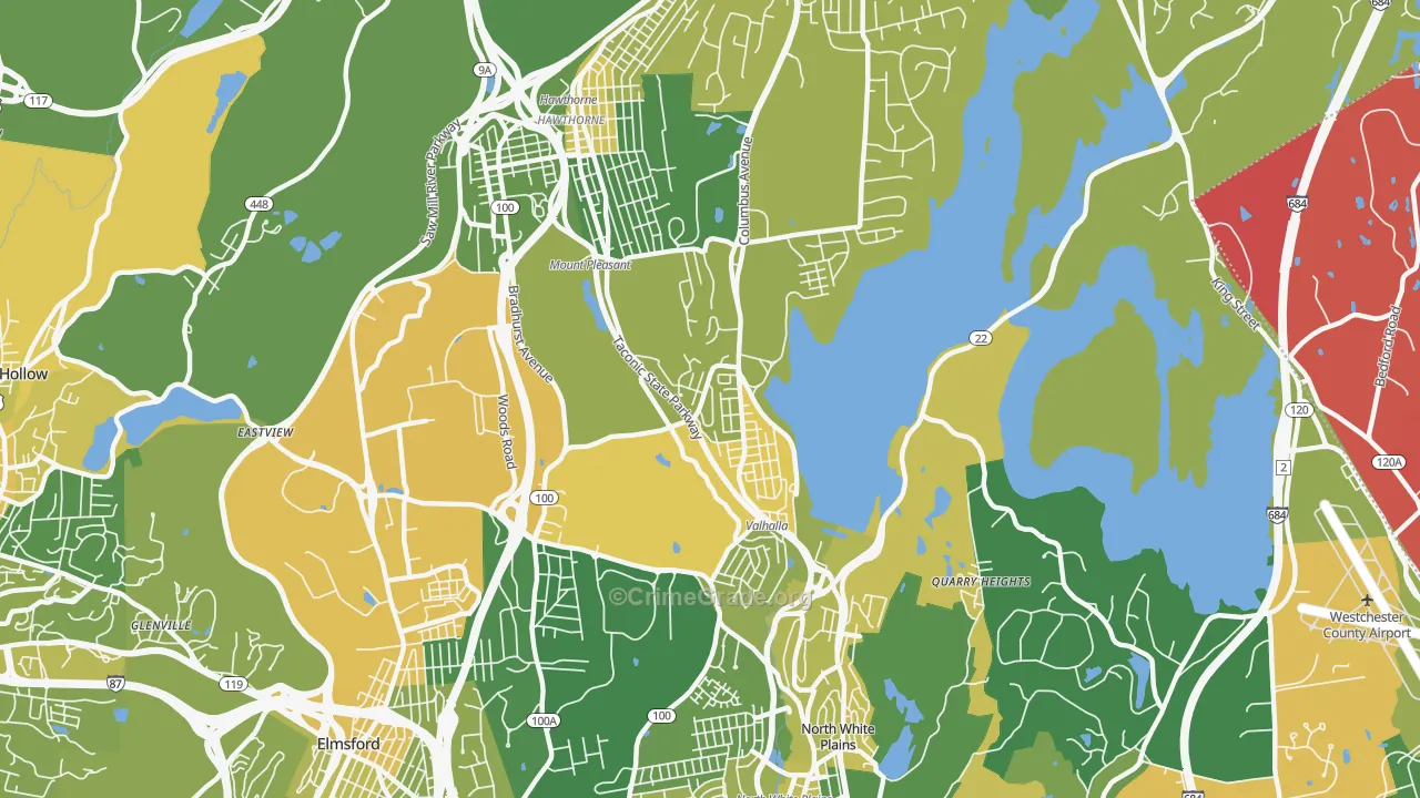Valhalla, NY Map of Vandalism Rates