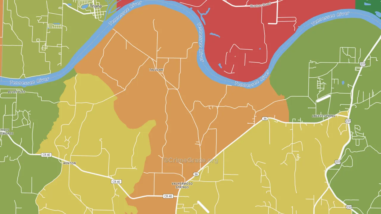 Valhermoso Springs, AL Map of Vandalism Rates