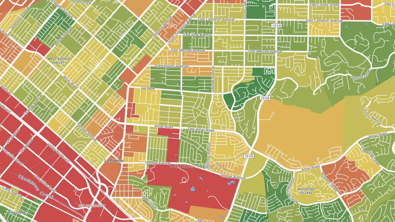 Valinda, CA Map of Vandalism Rates