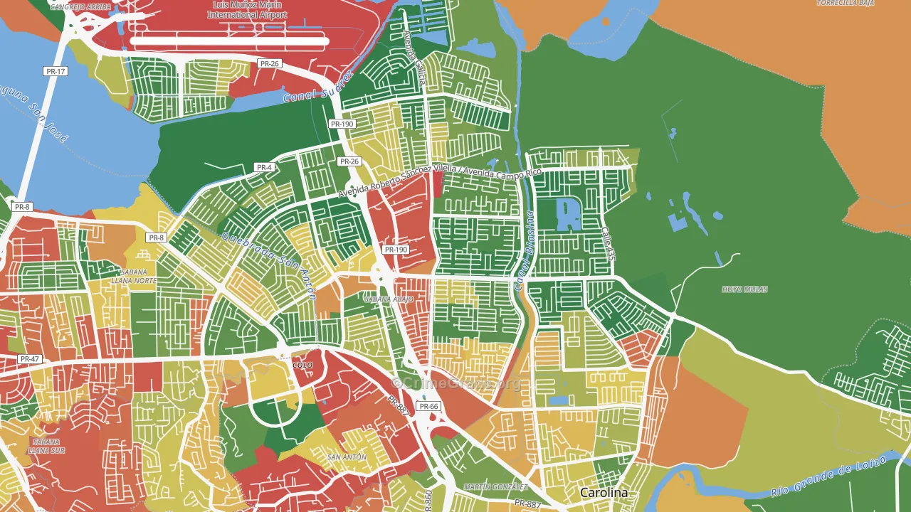 Valle Arriba Hts, Carolina, PR Map of Vandalism Rates