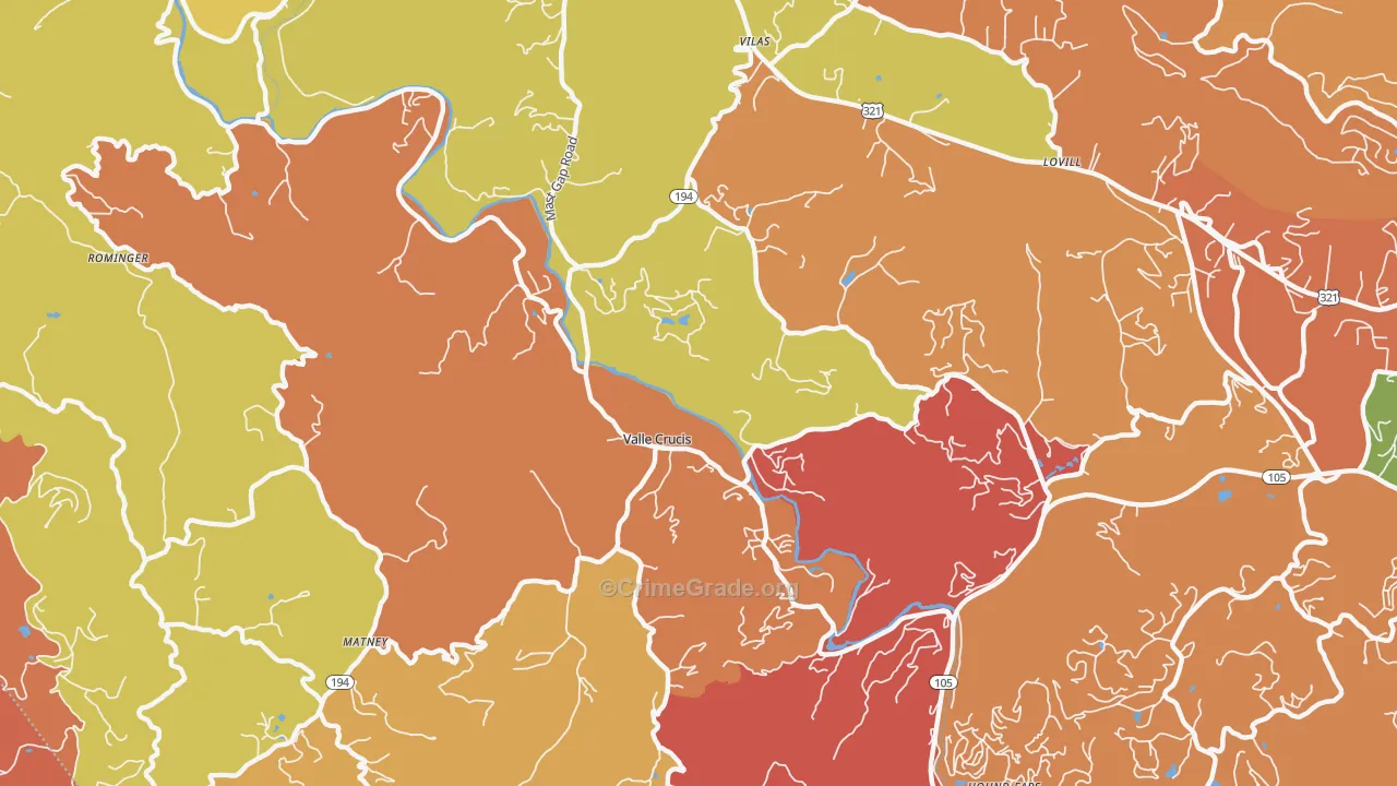Valle Crucis, NC Map of Vandalism Rates
