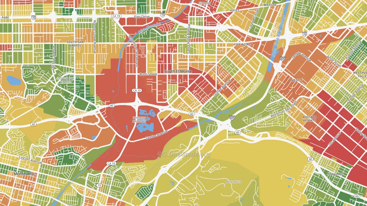 Valle Lindo, South El Monte, CA Map of Vandalism Rates