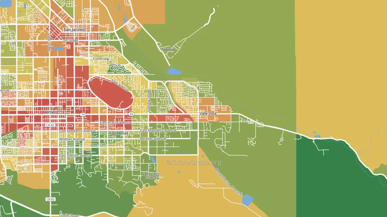 Valle Vista, CA Map of Vandalism Rates