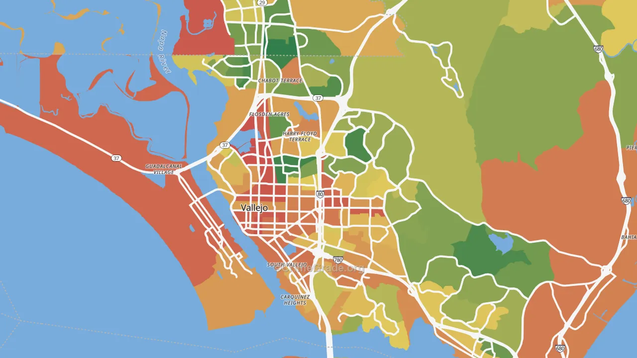 Vallejo, CA Map of Vandalism Rates