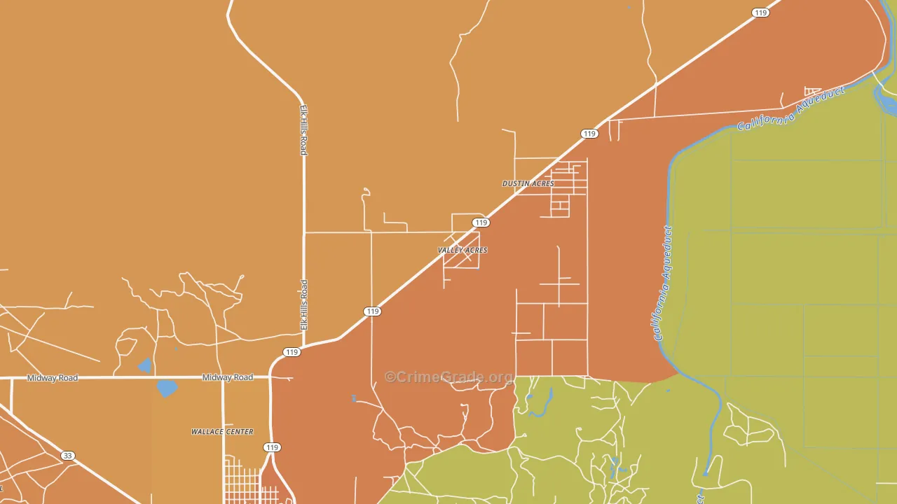 Valley Acres, CA Map of Vandalism Rates