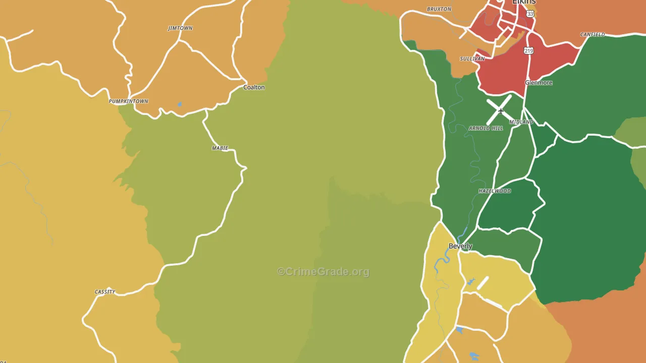 Valley Bend, WV Map of Vandalism Rates