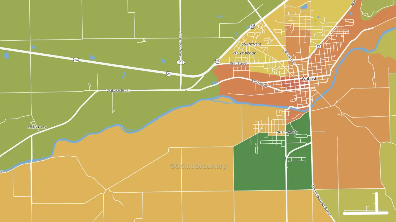 Valley Brook, IN Map of Vandalism Rates