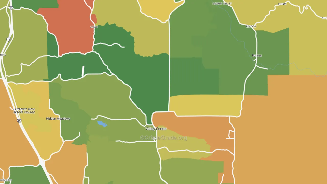 Valley Center, CA Map of Vandalism Rates