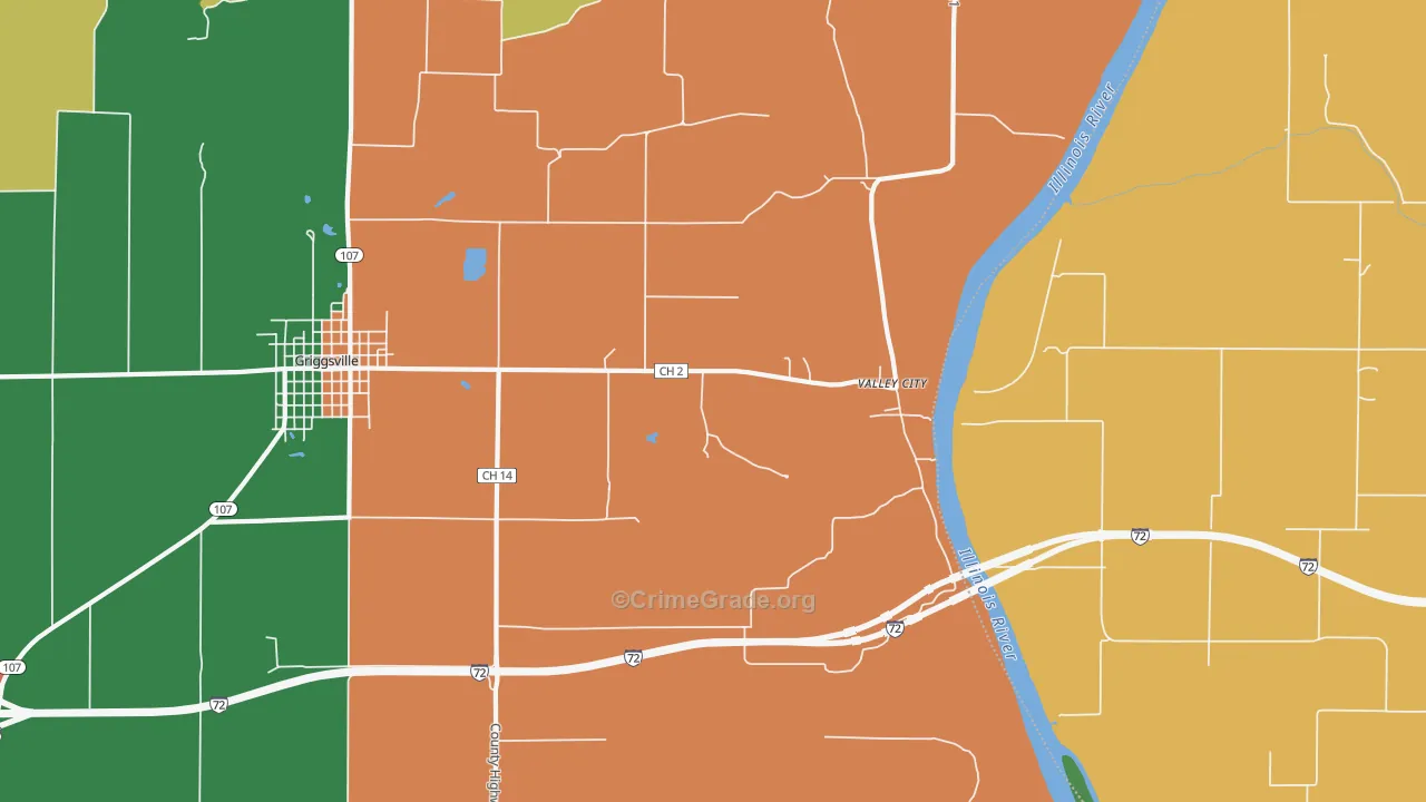 Valley City, IL Map of Vandalism Rates