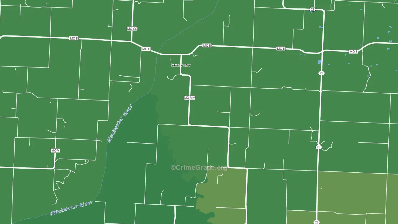 Valley City, MO Map of Vandalism Rates