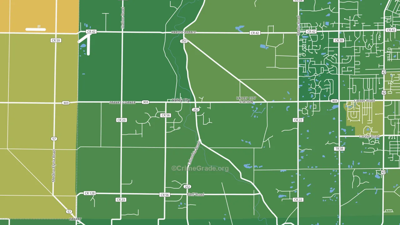 Valley City, OH Map of Vandalism Rates