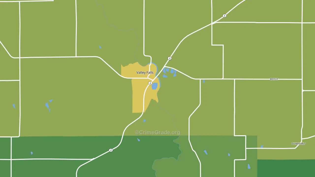 Valley Falls, KS Map of Vandalism Rates