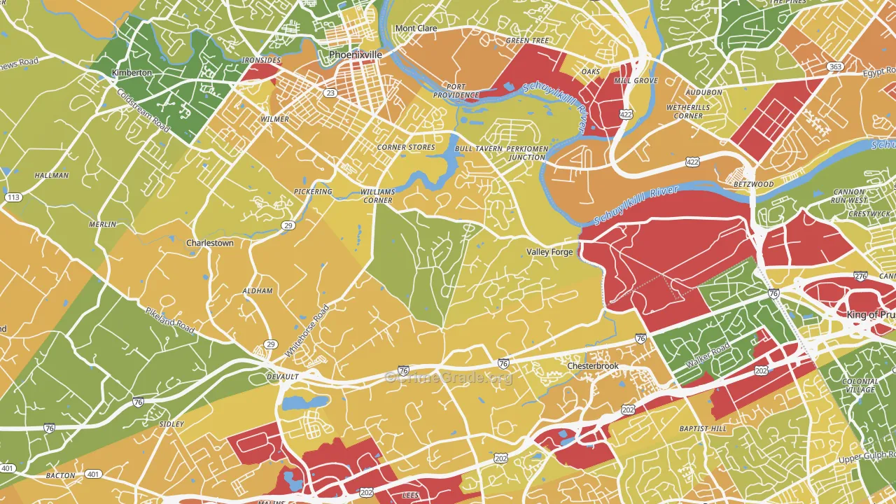 Valley Forge, PA Map of Vandalism Rates