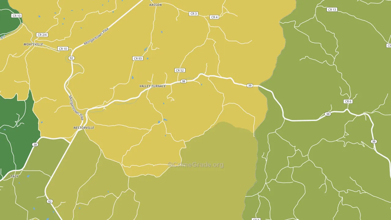 Valley Furnace, WV Map of Vandalism Rates