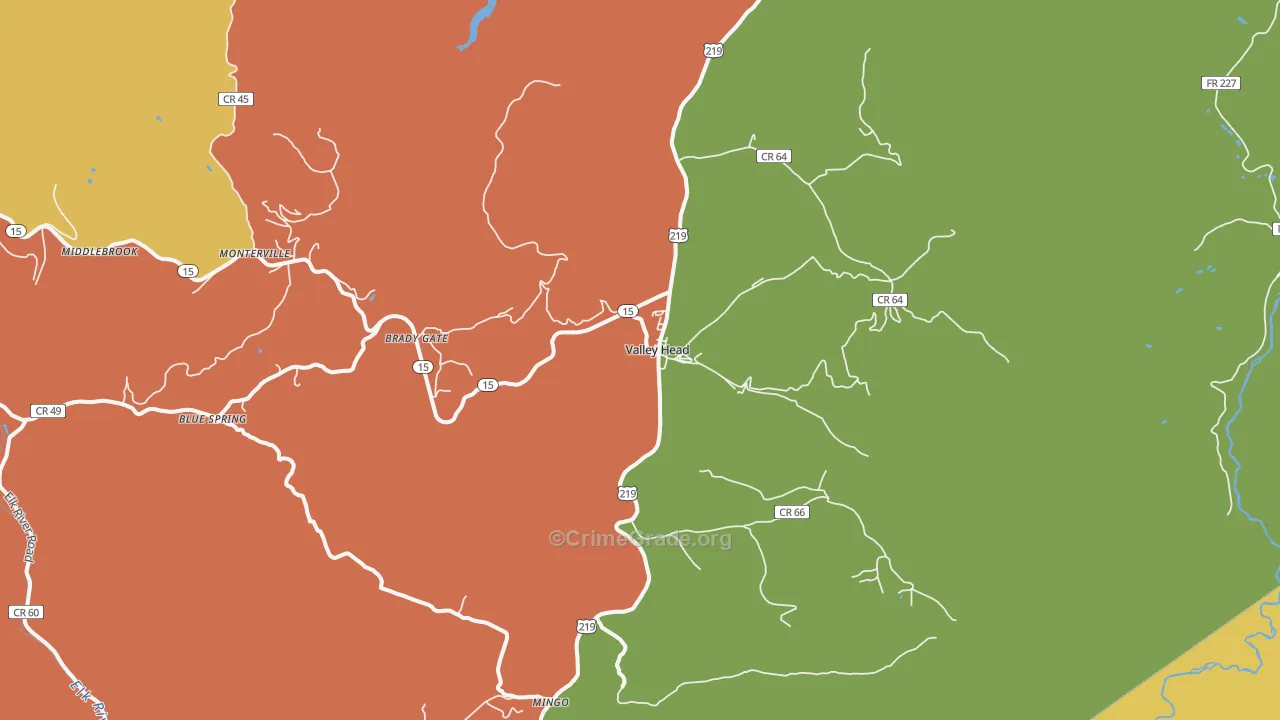 Valley Head, WV Map of Vandalism Rates