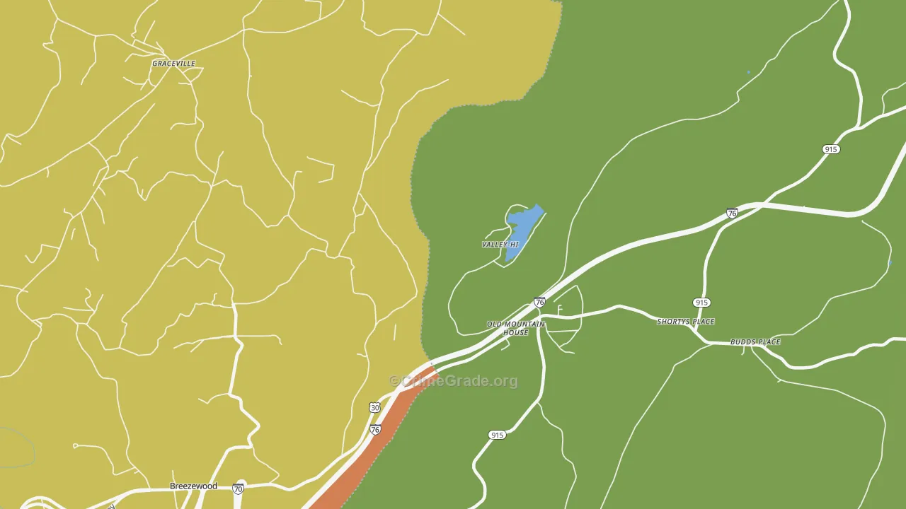 Valley-Hi, PA Map of Vandalism Rates