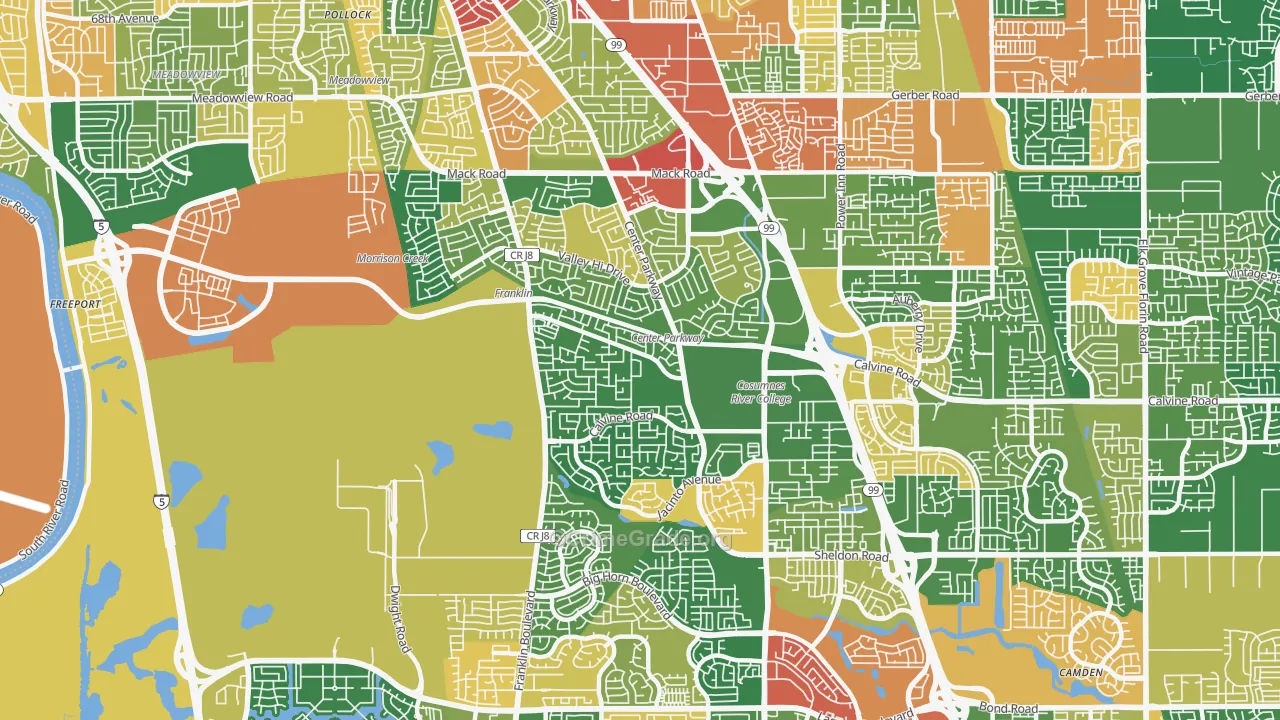 Valley High-North Laguna, Sacramento, CA Map of Vandalism Rates