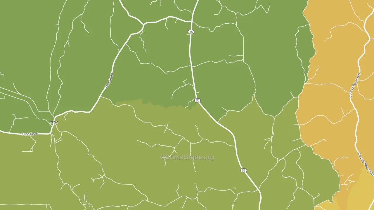 Valley Hill, MS Map of Vandalism Rates