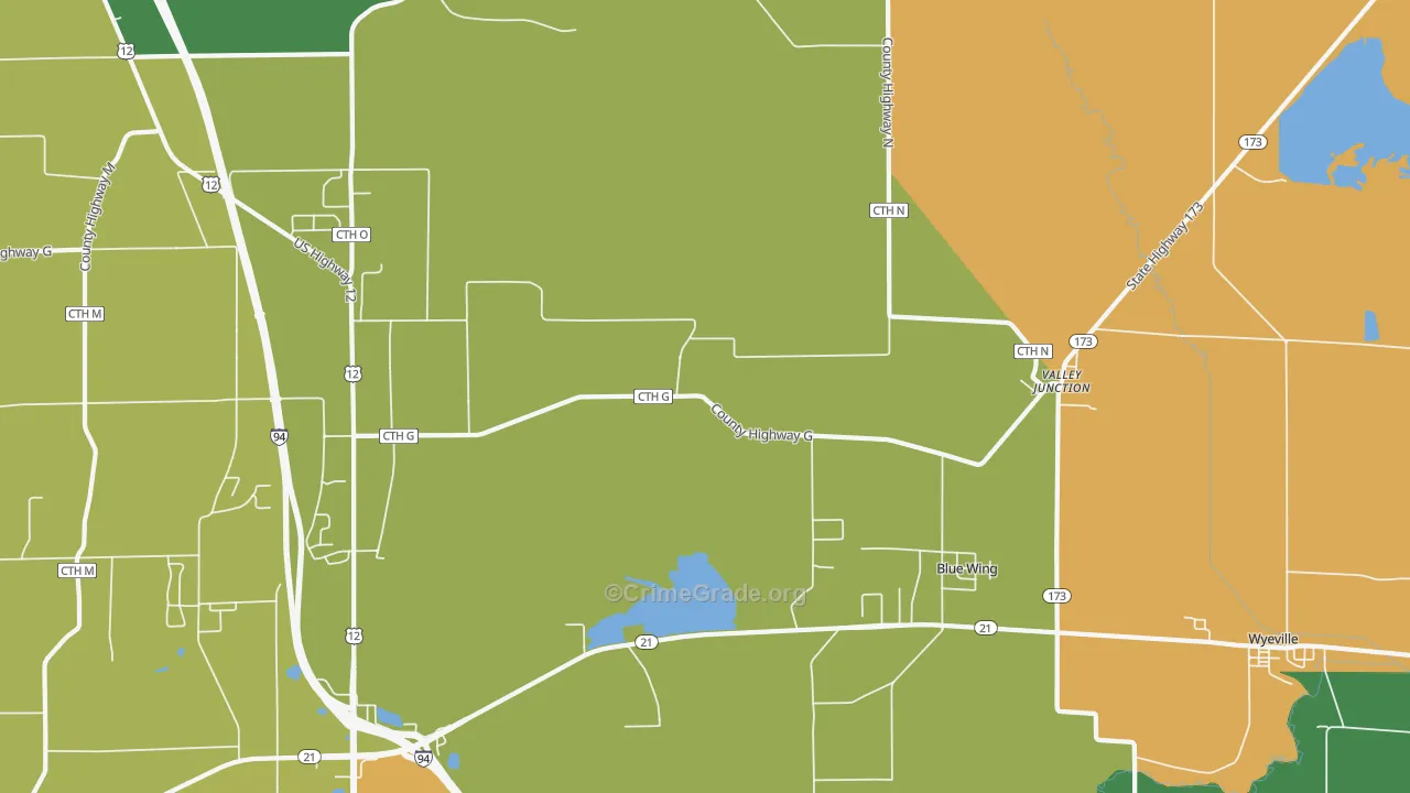 Valley Junction, WI Map of Vandalism Rates