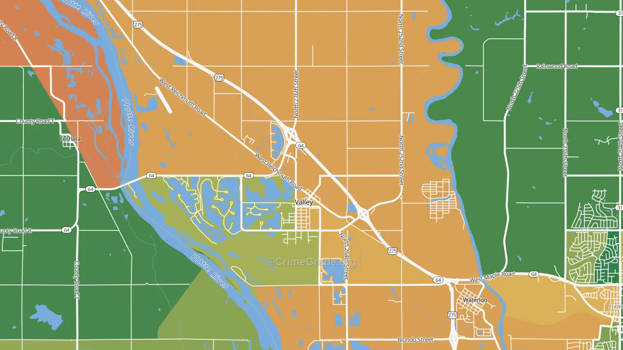 Valley, NE Map of Vandalism Rates