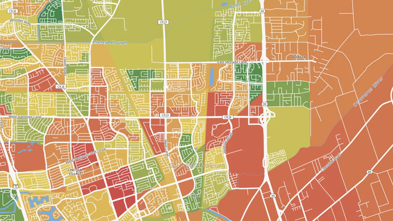 Valley Oak, Stockton, CA Map of Vandalism Rates