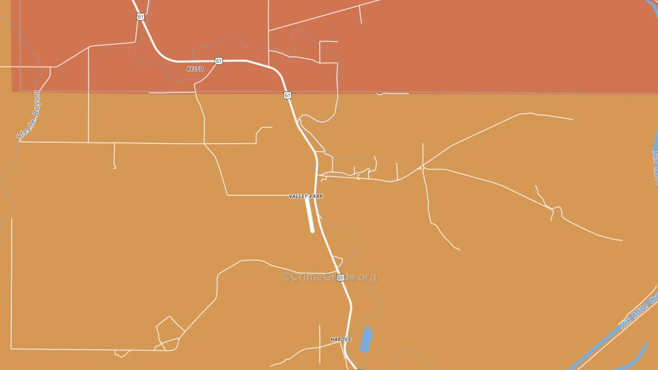 Valley Park, MS Map of Vandalism Rates