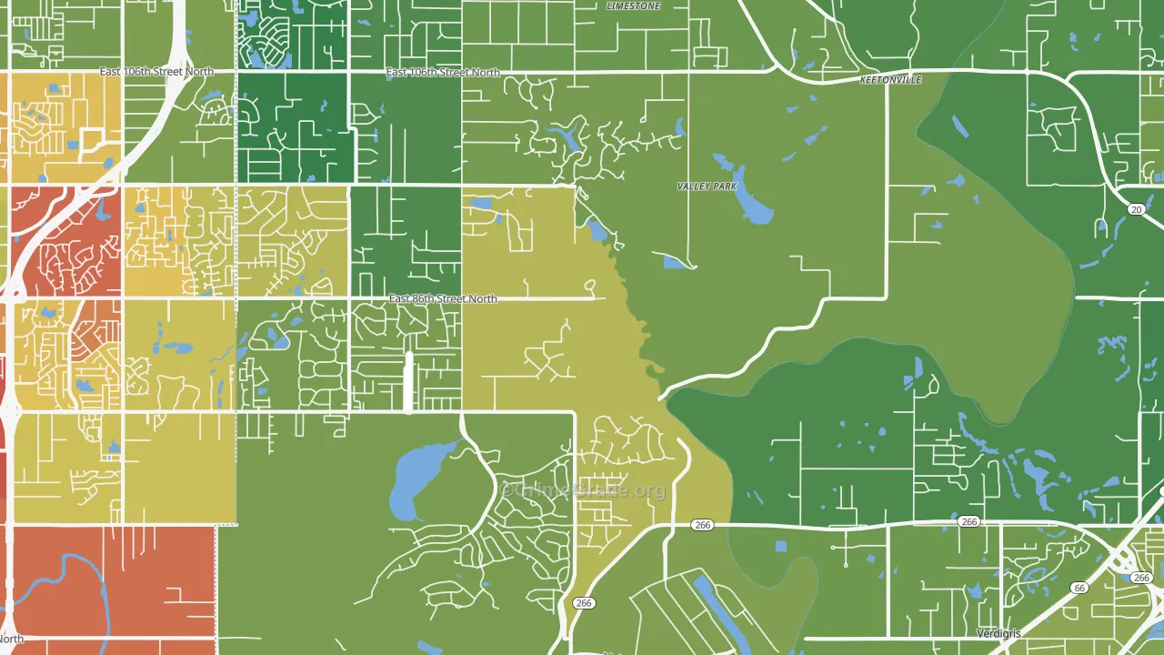 Valley Park, OK Map of Vandalism Rates