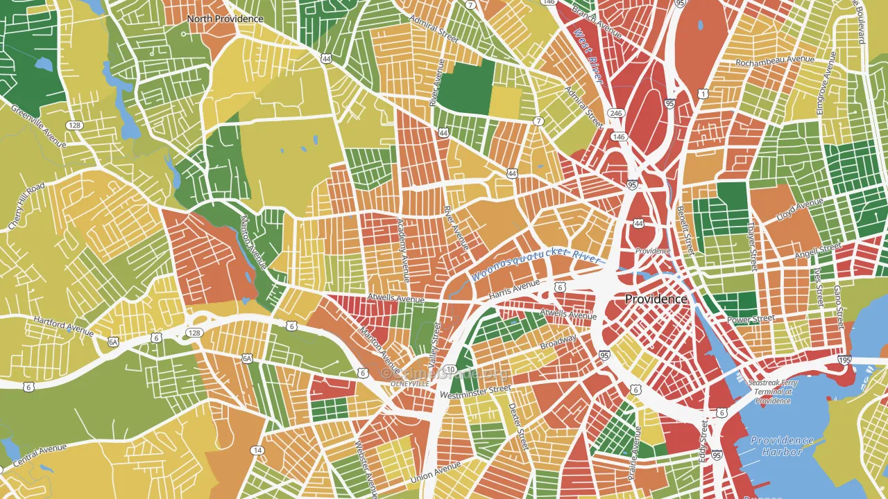 Valley, Providence, RI Map of Vandalism Rates