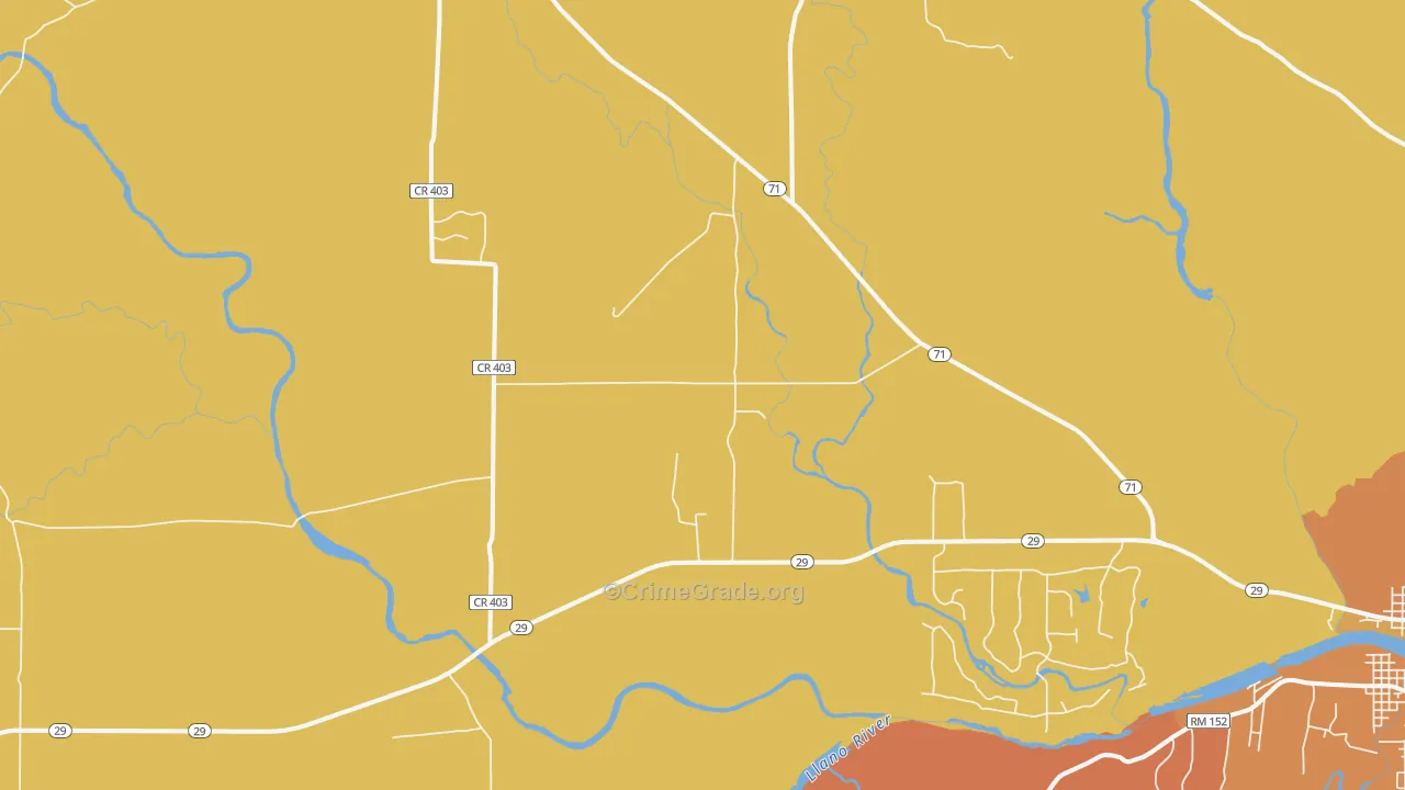 Valley Spring, TX Map of Vandalism Rates