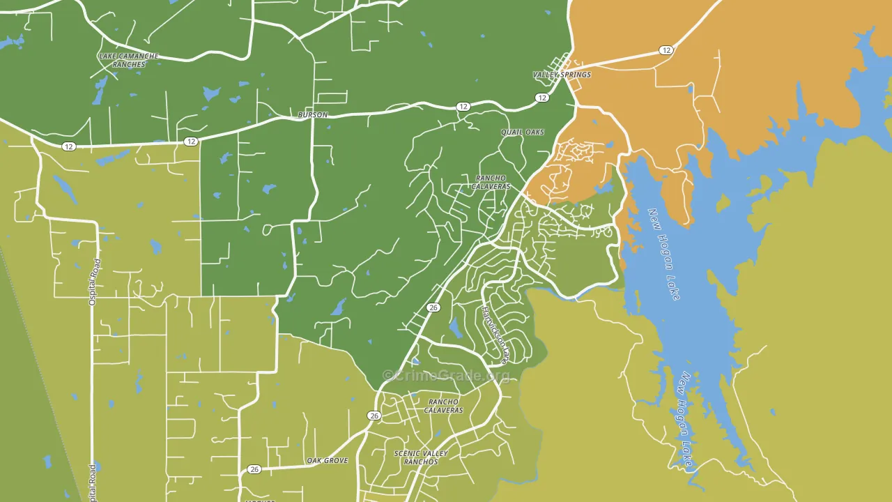 Valley Springs, CA Map of Vandalism Rates