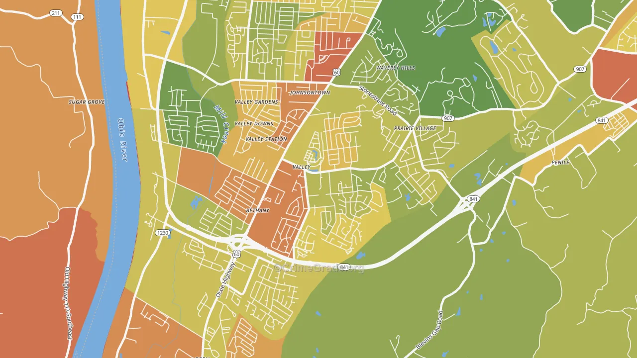 Valley Station, Louisville, KY Map of Vandalism Rates