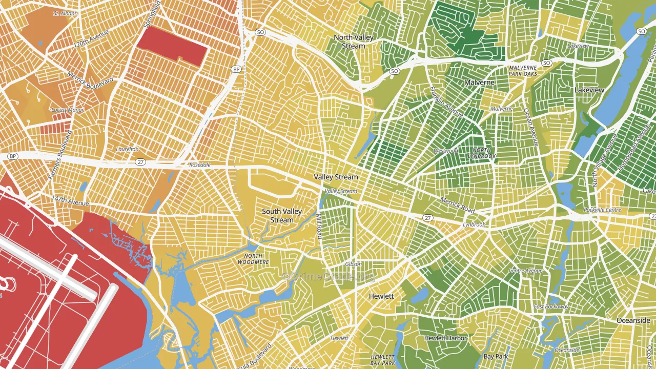 Valley Stream, NY Map of Vandalism Rates