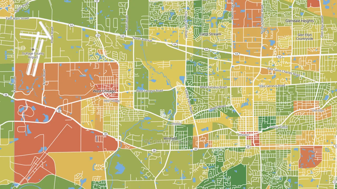 Valley View, Glen Ellyn, IL Map of Vandalism Rates