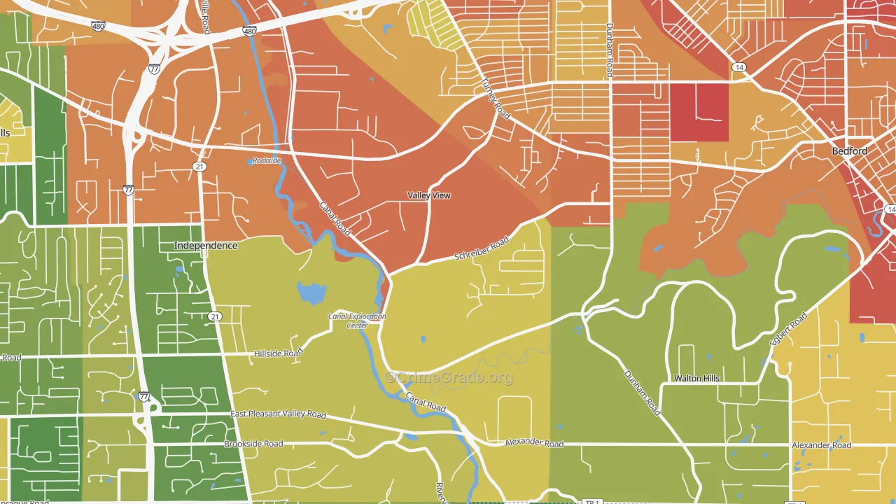 Valley View, OH Map of Vandalism Rates