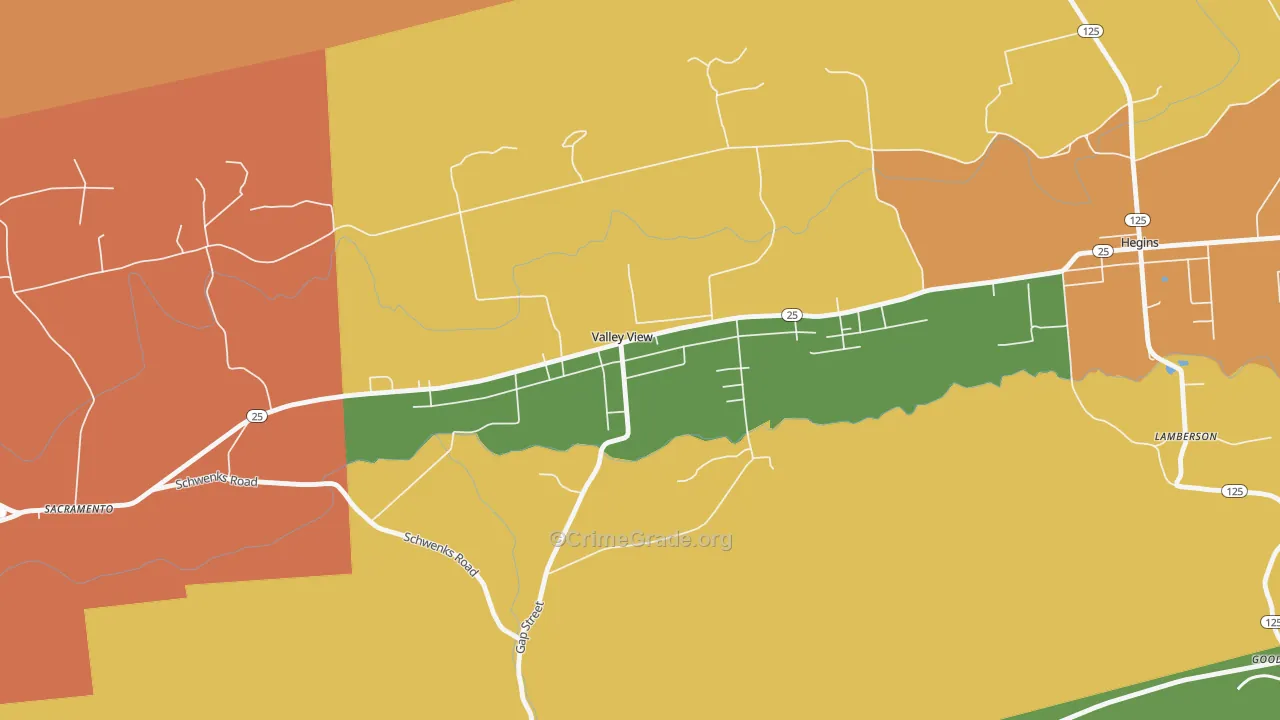 Valley View, PA Map of Vandalism Rates