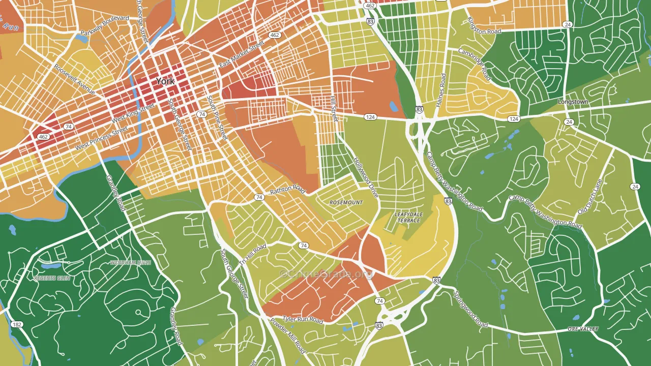 Valley View, York, PA Map of Vandalism Rates