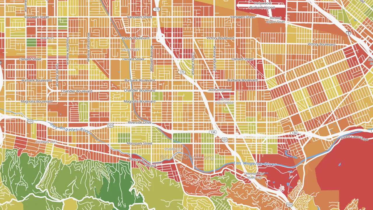 Valley Village, CA Map of Vandalism Rates