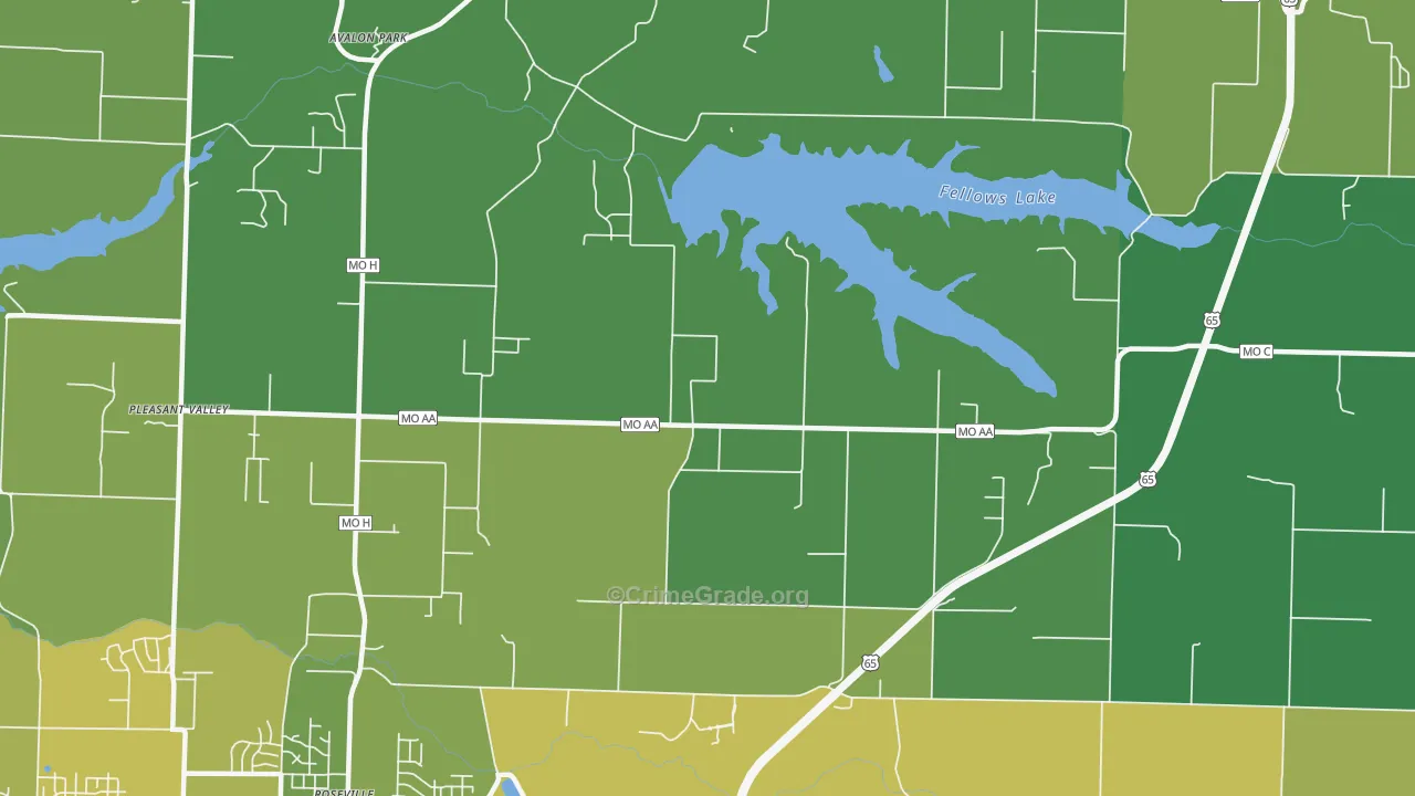Valley Water Mills, MO Map of Vandalism Rates