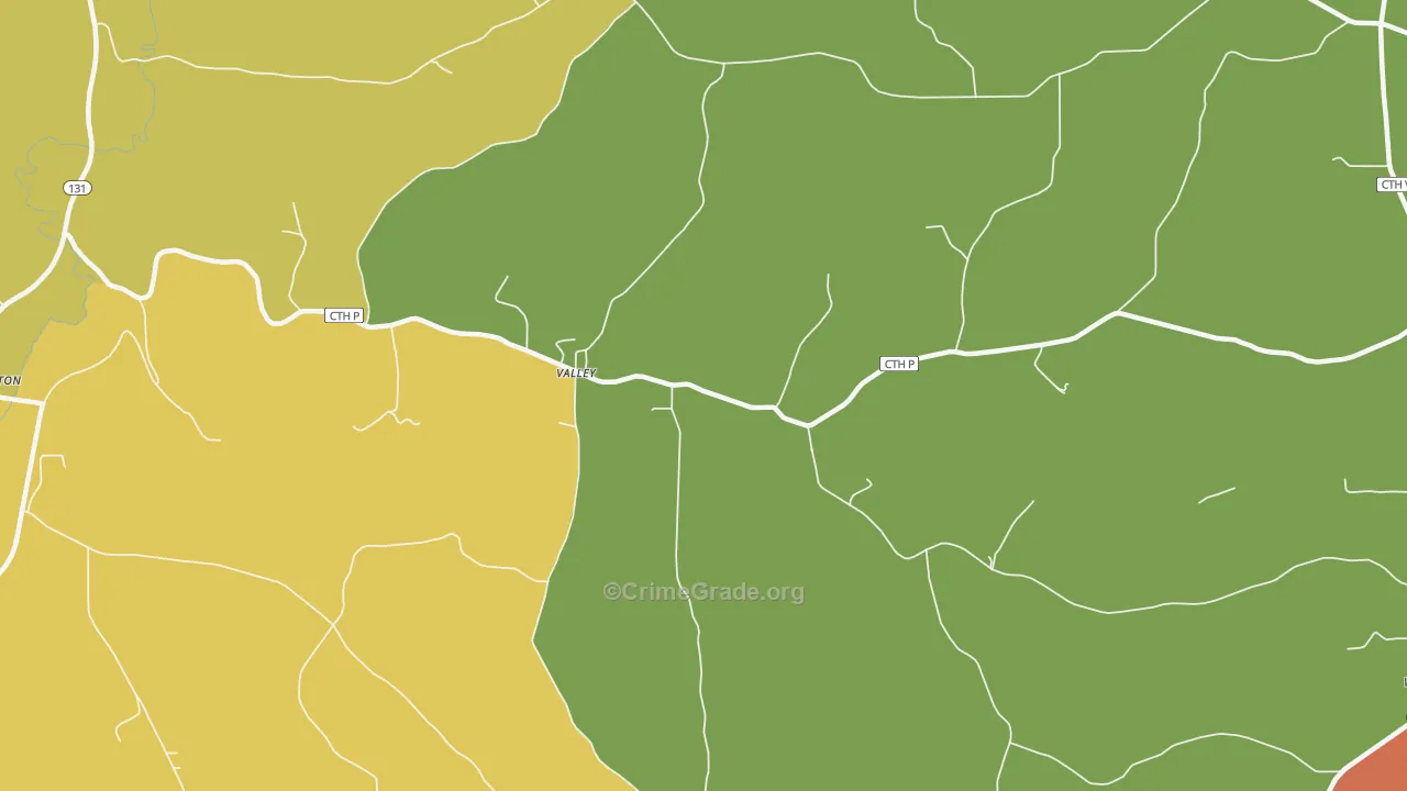 Valley, WI Map of Vandalism Rates